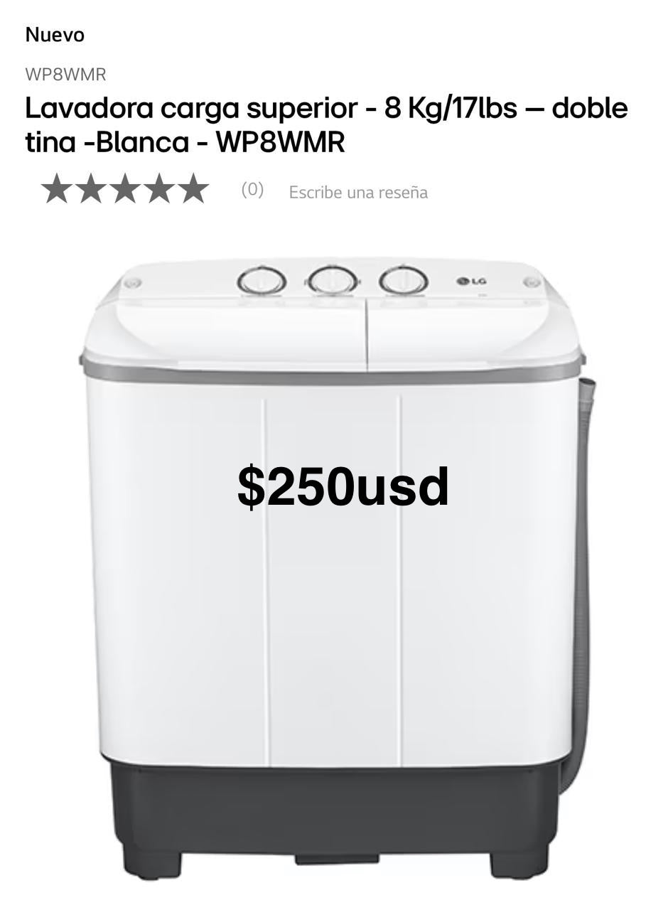 Lavadora semiautomática 8kg LG