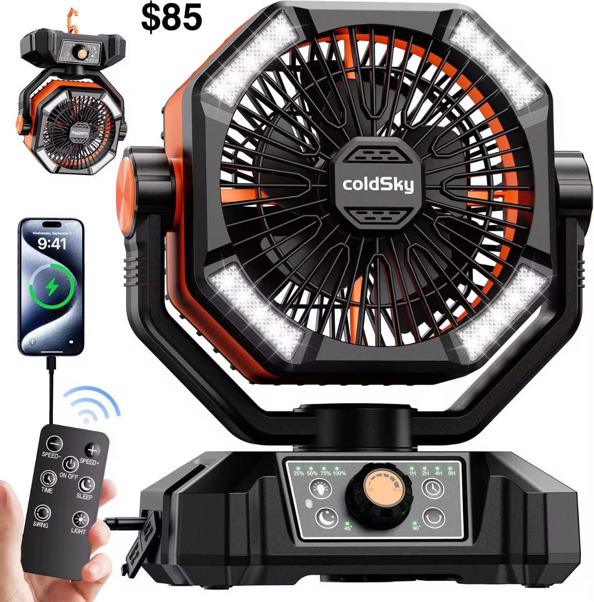 Ventilador recargable doble aspa 20000amp