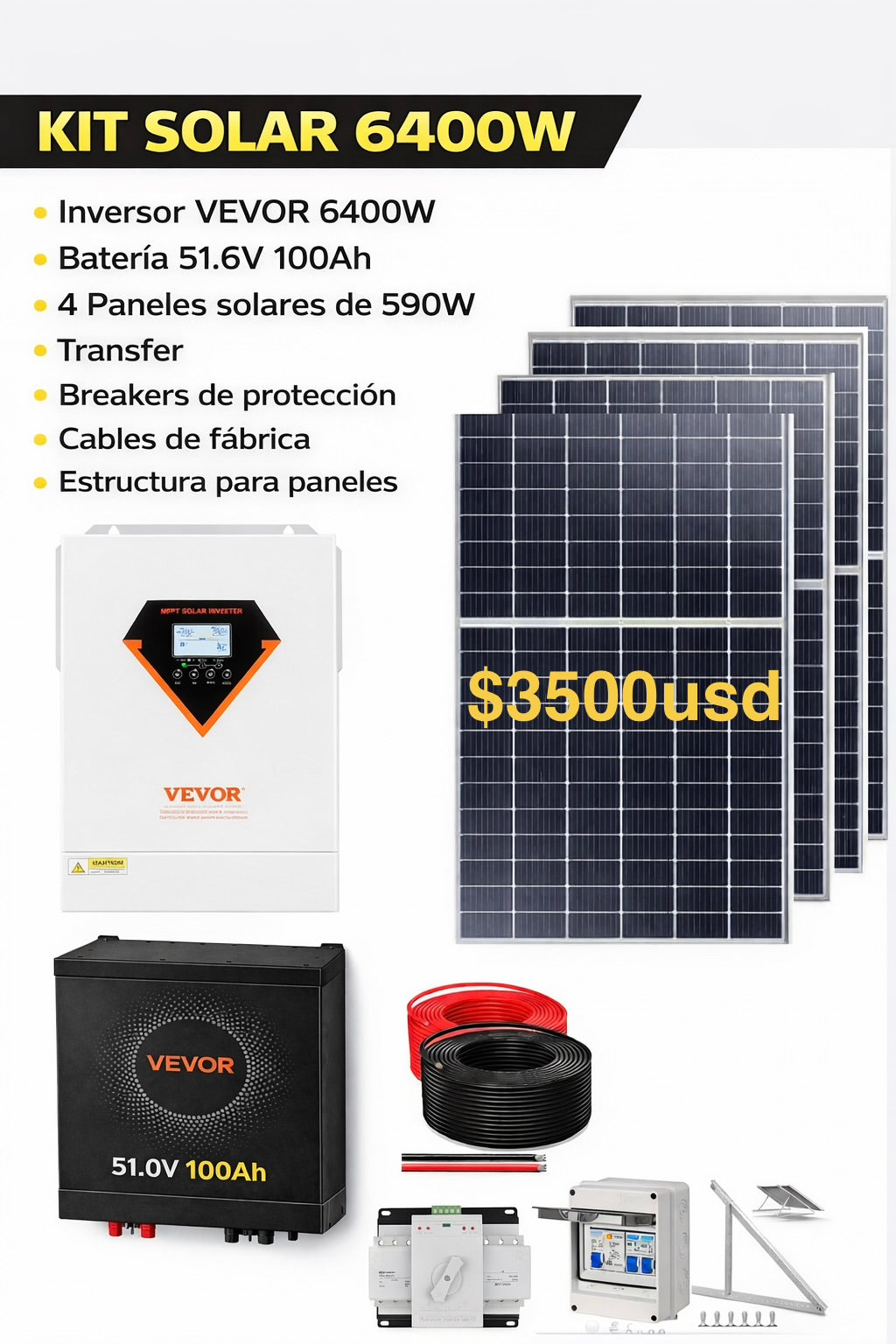 Kit solar 110 y 220v(5100kwh)