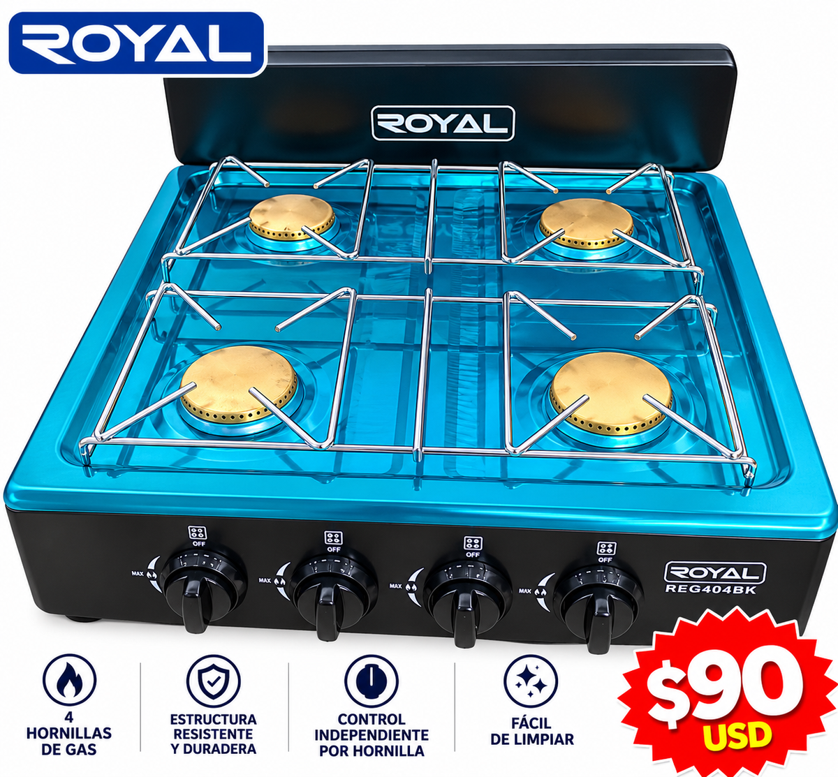 Fogon de gas 4 ornillas
