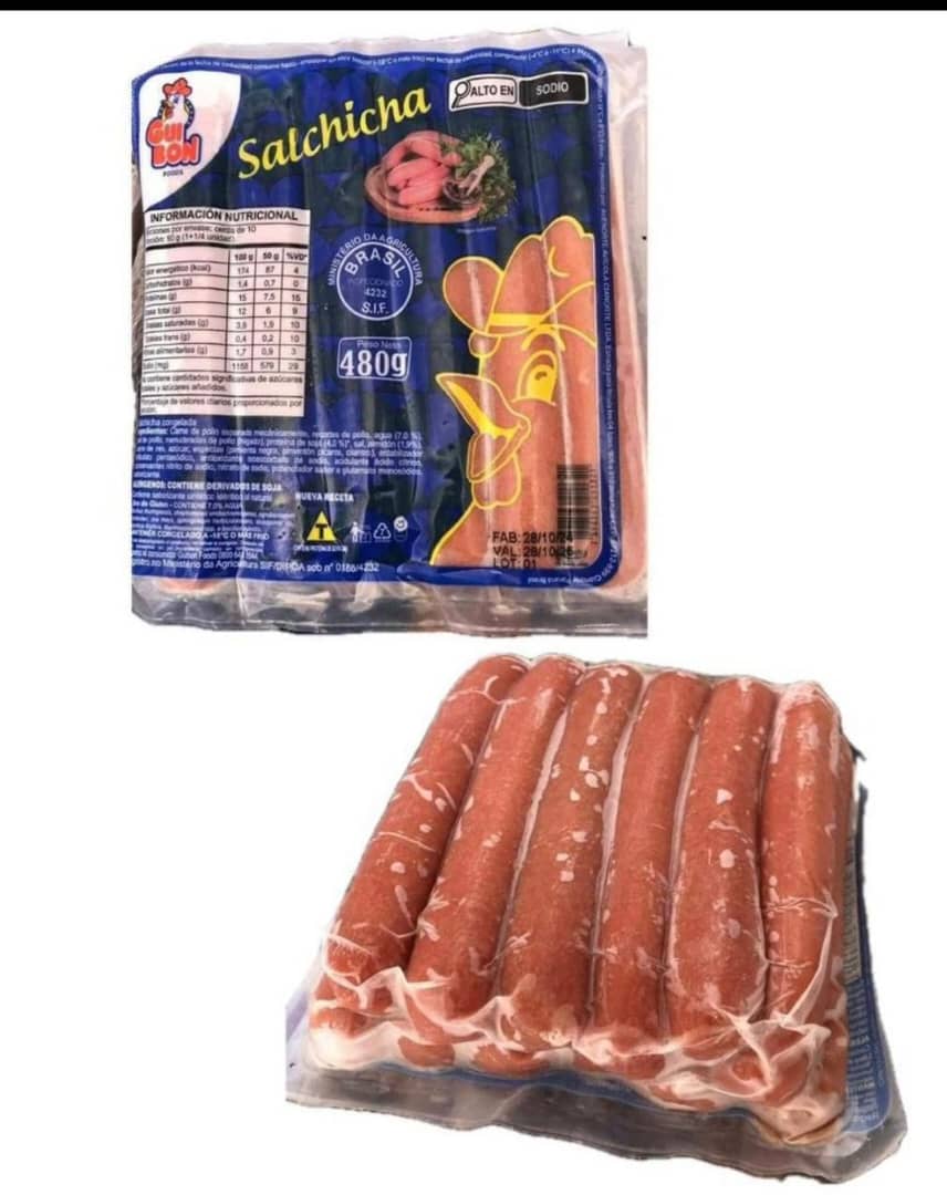 Paquete de salchicha 10 unidades cerdo y pollo 2 pqt por $5