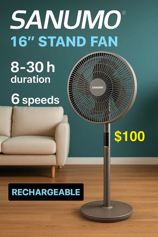 Ventilador recargable de pie