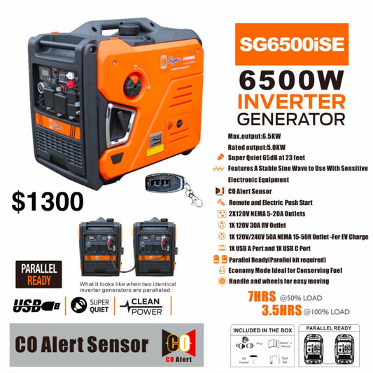 Planta de gasolina 110 y 220v 6500w arranque por mando