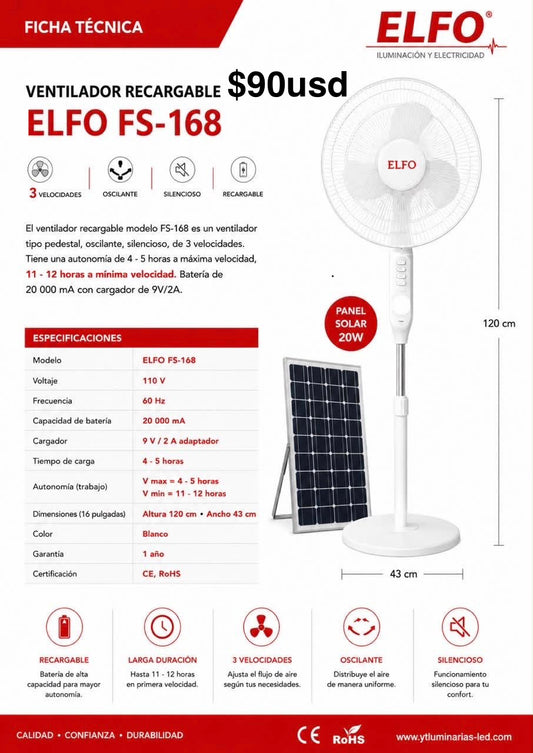 Ventilador recargable 16”