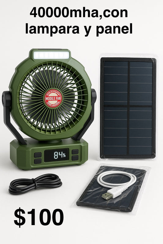 Ventilador recargable 40000mha con panel