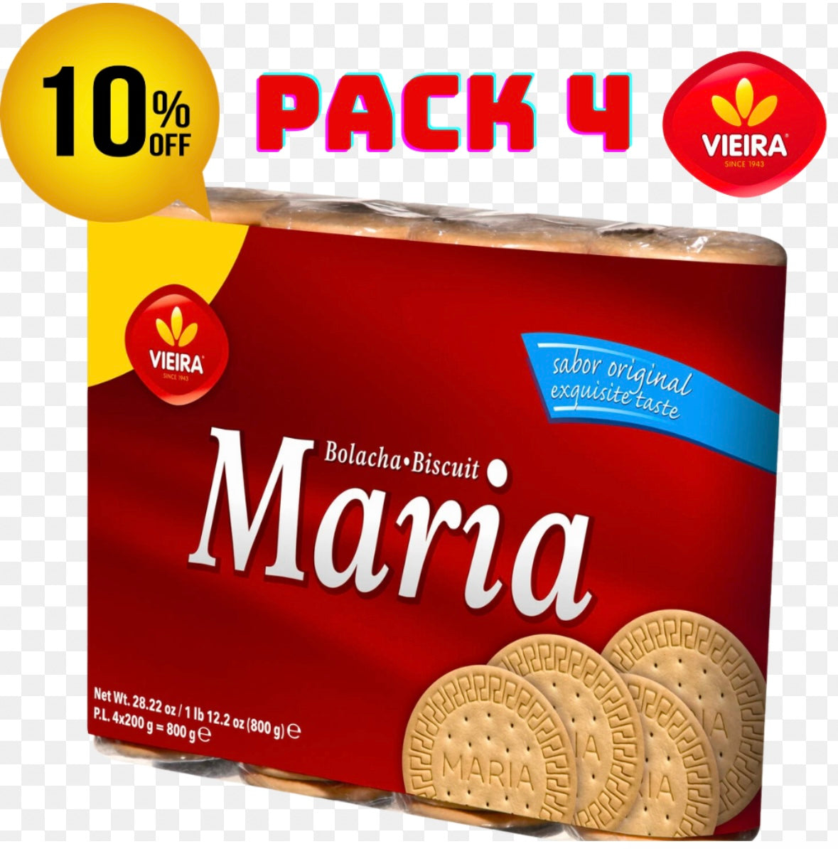 Galleta María 4 pqt 800g