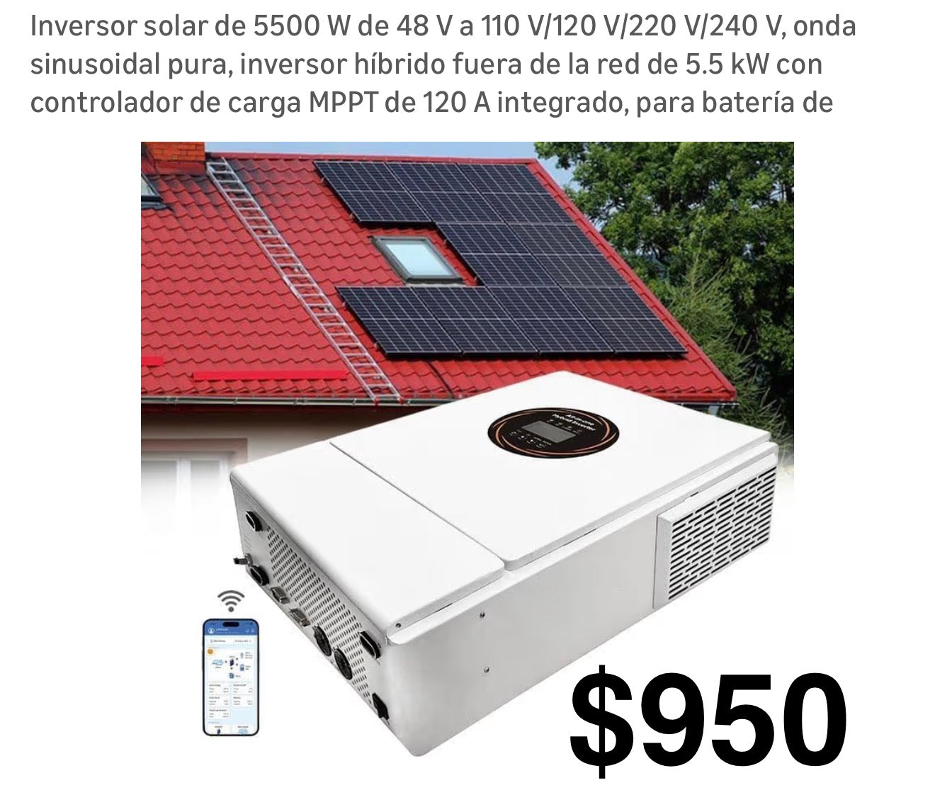 Inversor ibrido 48v 6500w