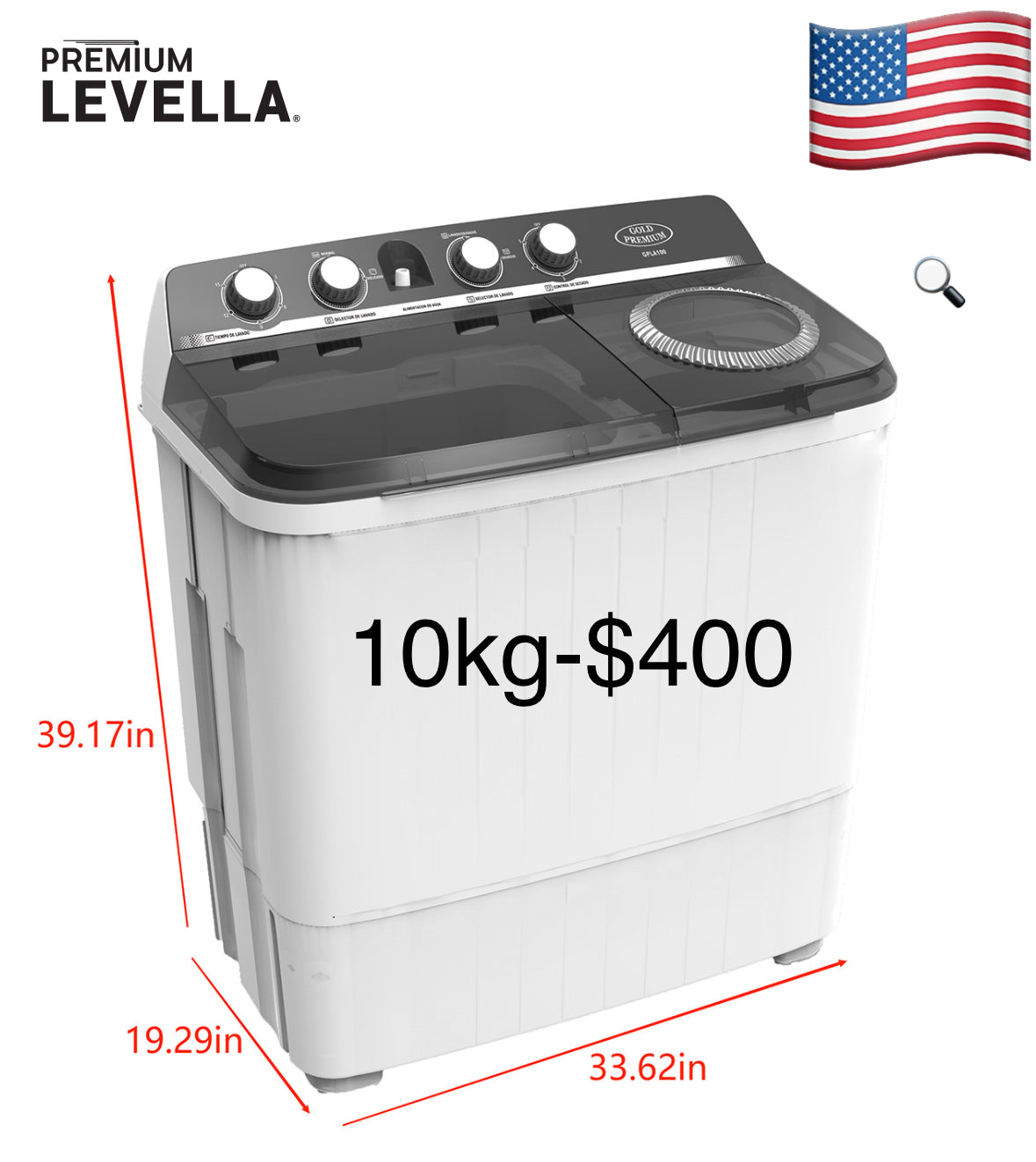 Lavadora semiautomática premiun levella 10kg