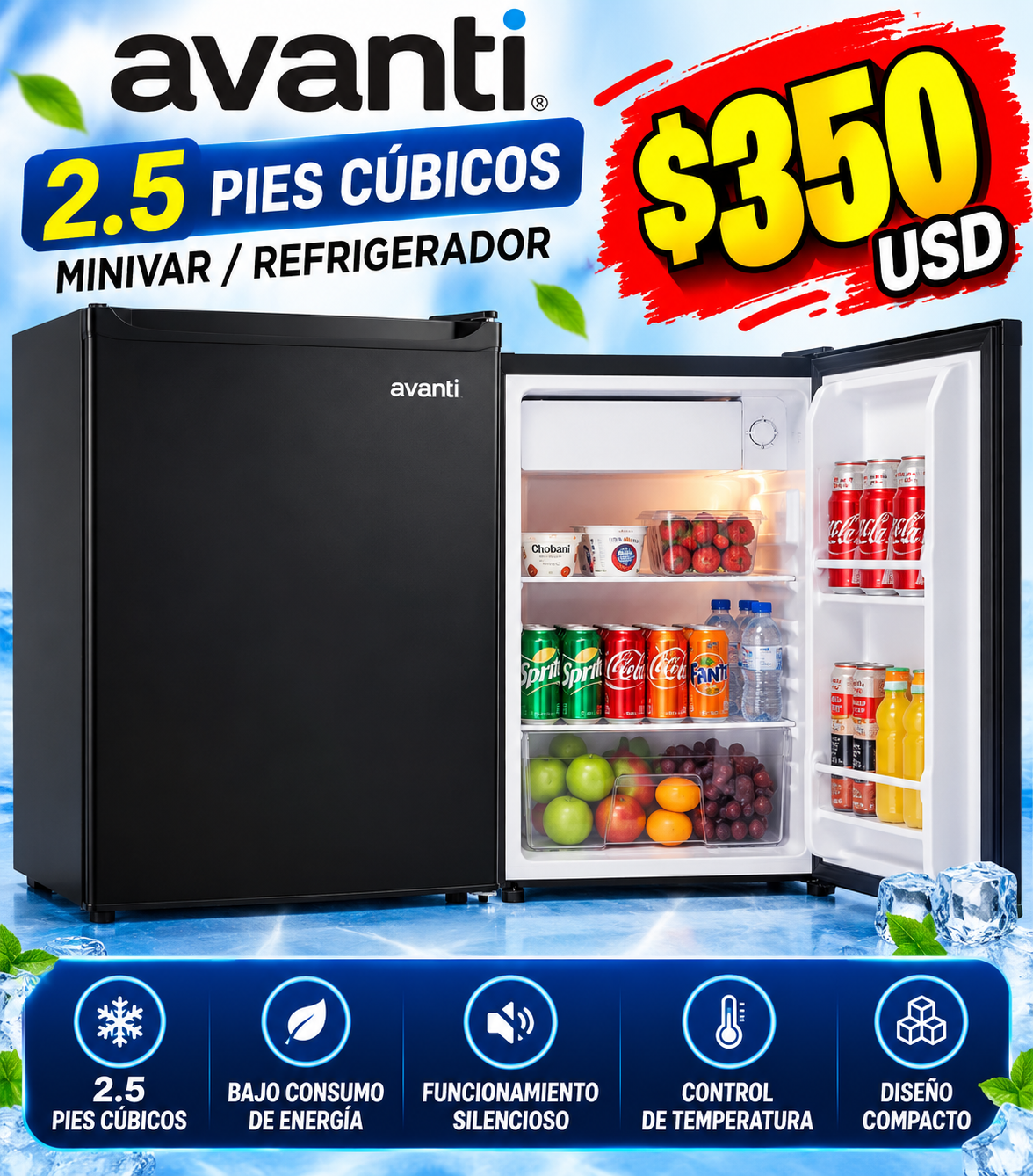 Minivar Avanti de 2.5 pies cúbicos