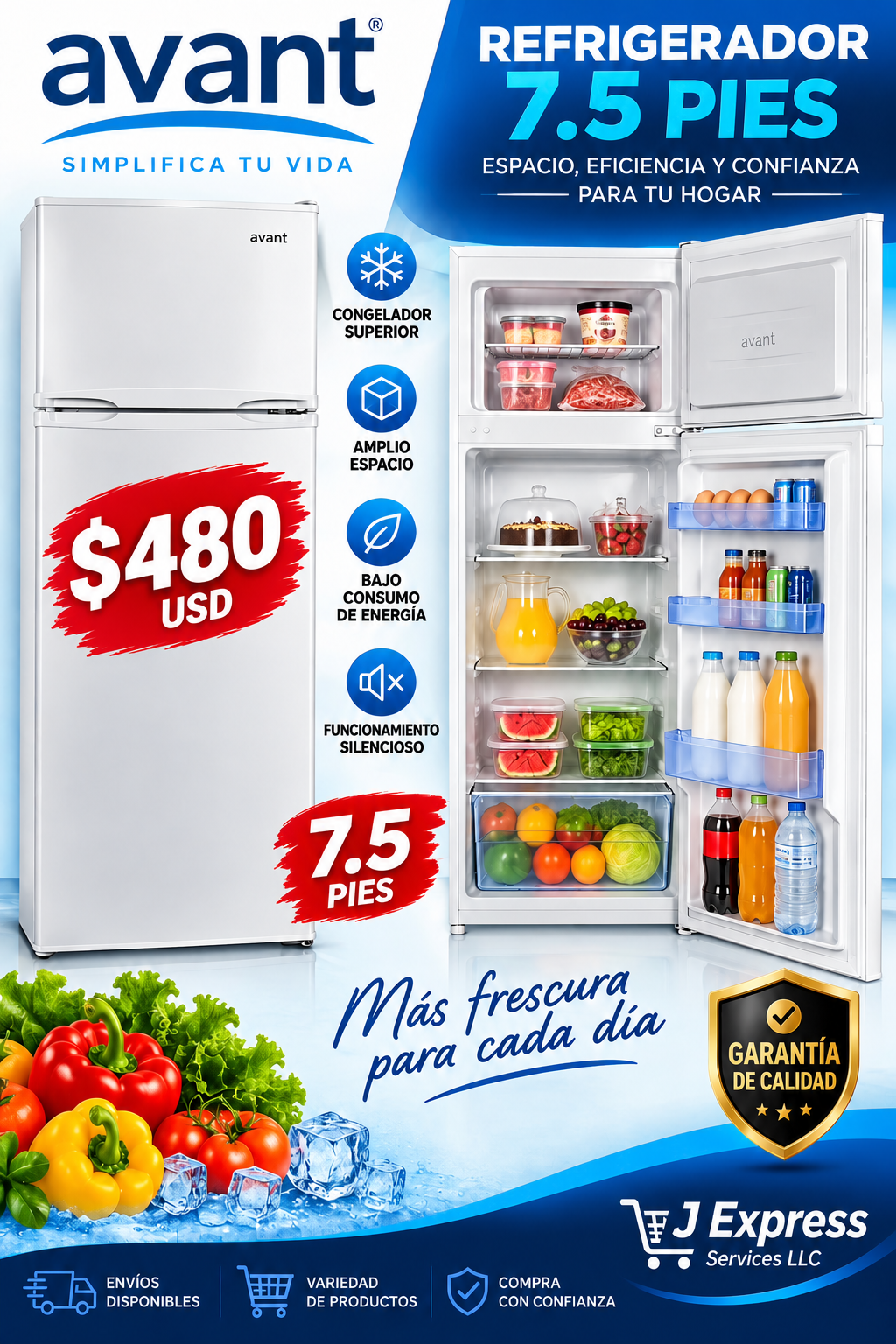 Refrigerador AVANT importado 7.5ft