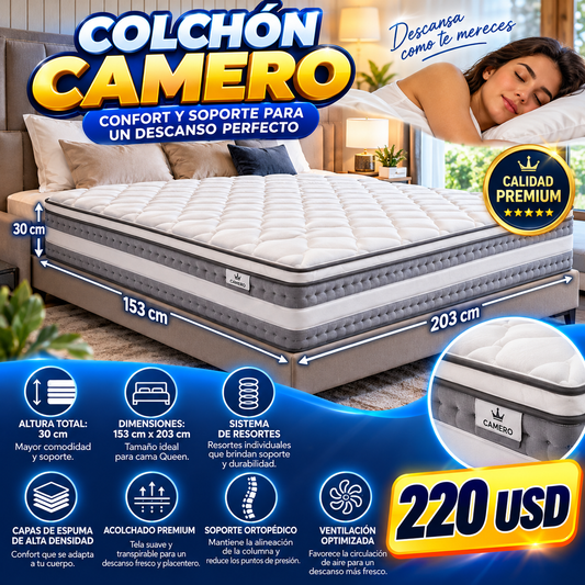 Colchón camero 153 x 203 x 30